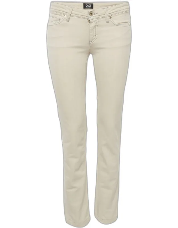 Beige Denim Tight Fit Jeans