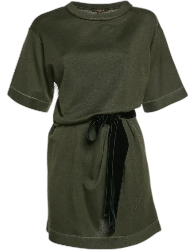 Wool Blend Knit And Velvet Trim Mini Dress