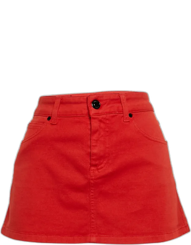 Denim Applique Zip Up Mini Skirt