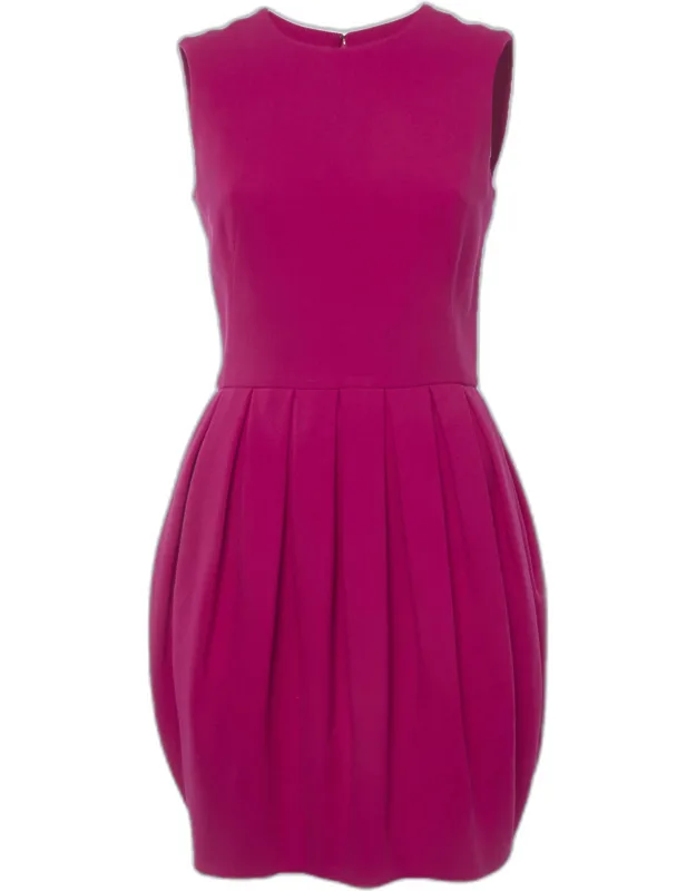 Wool Crepe Pleated Bubble Mini Dress