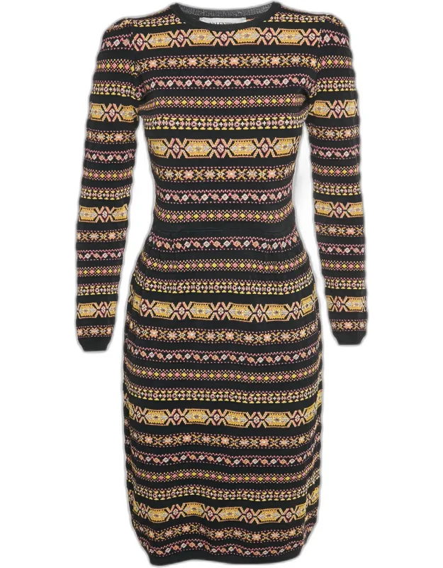 Multicolour Stripe Stretch Knit Midi Dress