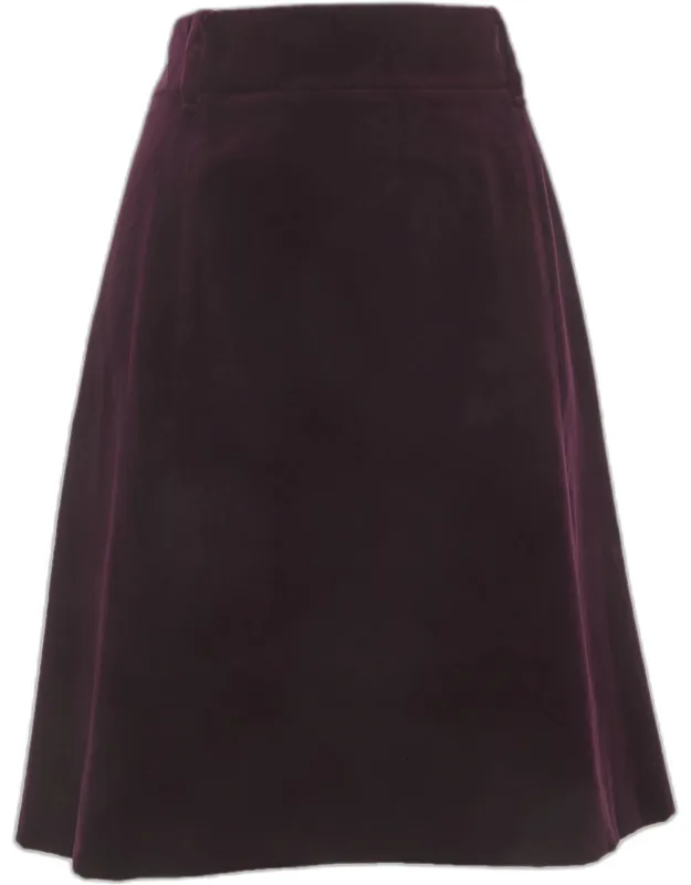 Velvet Zip Up Knee Length Skirt