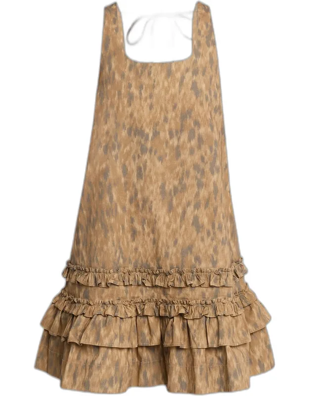 Printed Stretch-cotton Mini Shift Dress