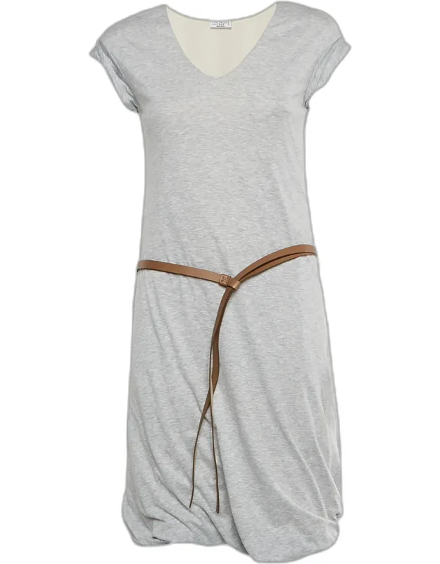 Cotton Knit Belted T-shirt Dress