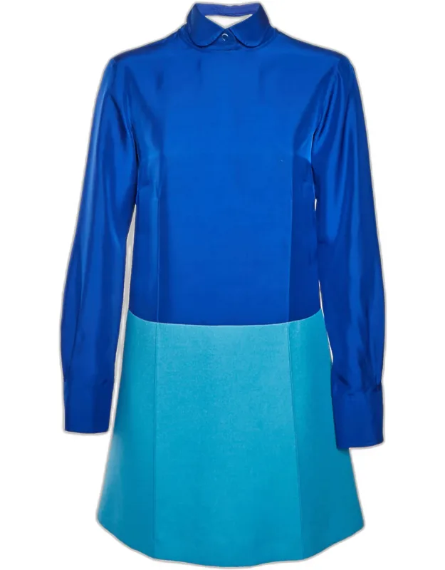 Silk And Wool Gabardine Detachable Collar Dress