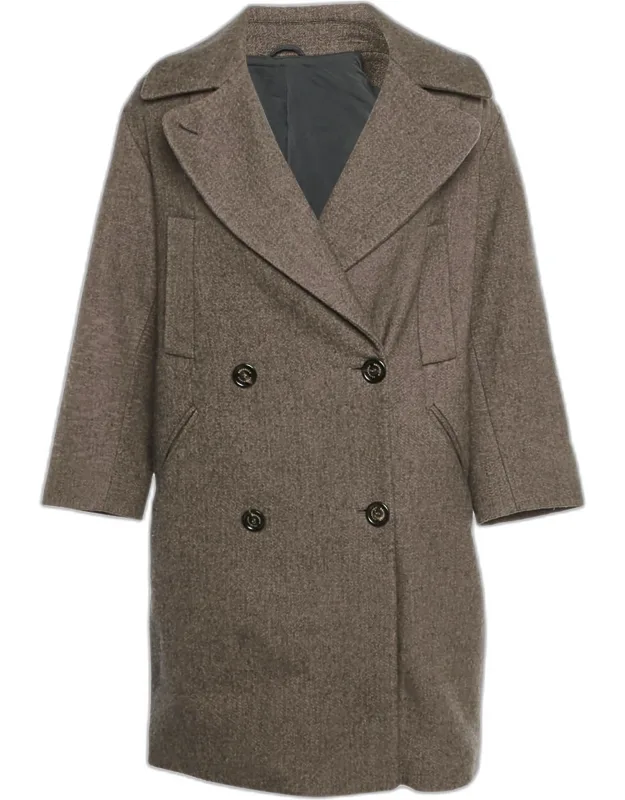 Wool Blend Double Breasted Coat