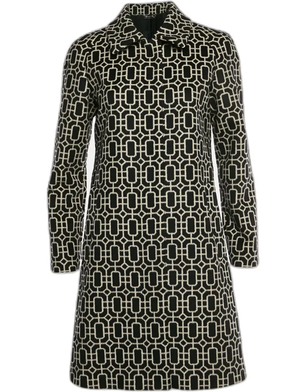 Octagonal Pattern Wool Single Breasted Coat