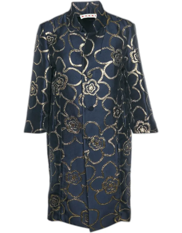Floral Jacquard Overcoat
