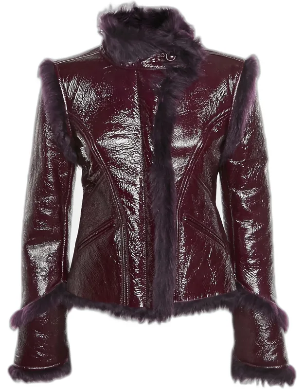Leather Fur Lined Zip Up Jacket