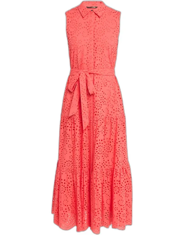 Collared Long Eyelet Lace Dress