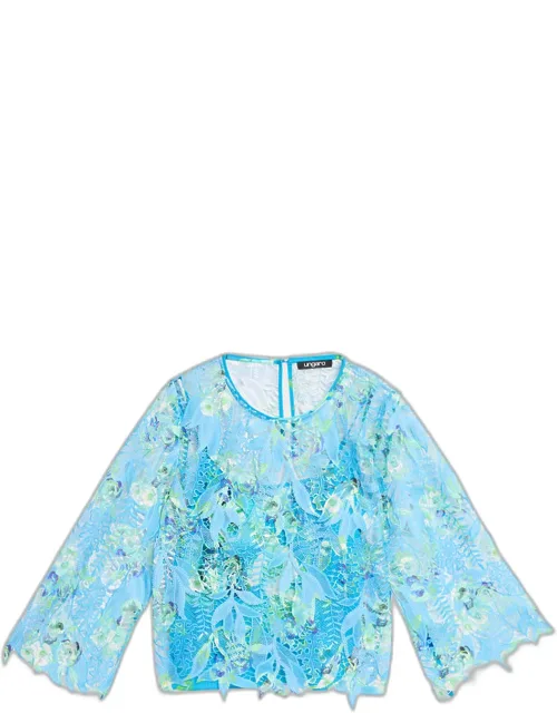 Printed Guipure Leaf Lace Blouse