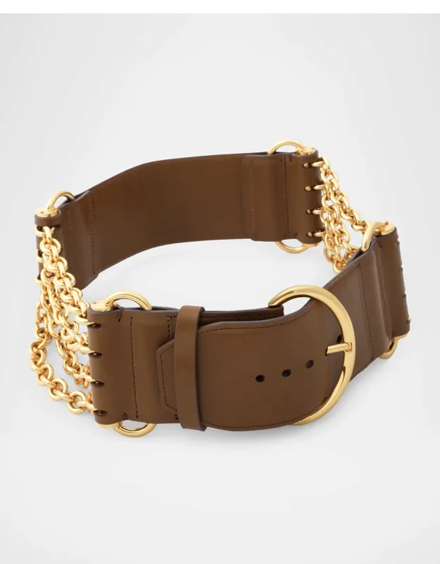Chain And Leather Wide Camera Belt