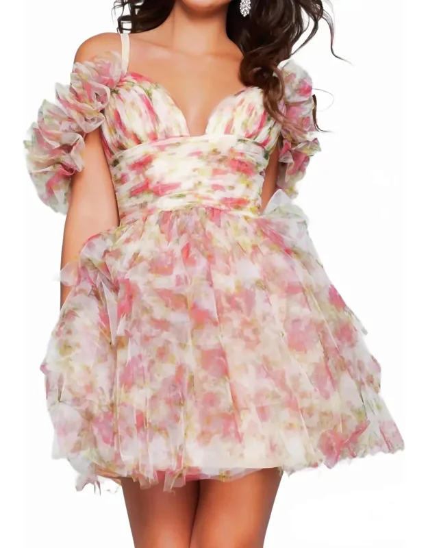 Empire Waist Floral Fit And Flare Dress