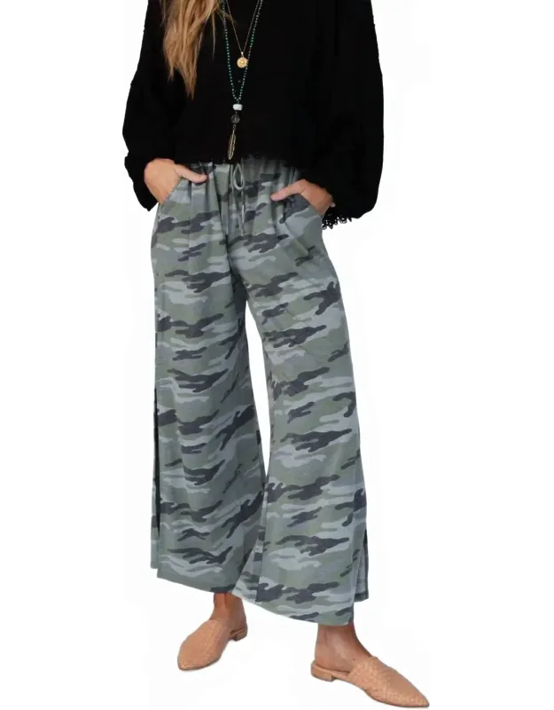 Casual Wide Leg Slit Pants