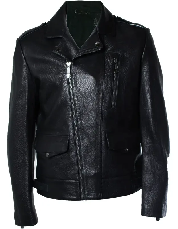 Pebbled Leather Biker Jacket