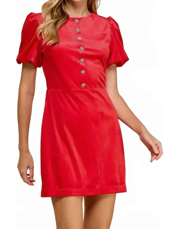 Velvet Button Dress