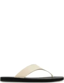 Ivory Leather Dune Thong Slippers