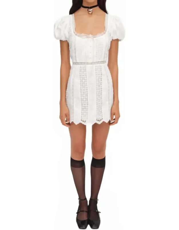 Tracy Mini Dress With Intricate Patchwork And Scalloped Hem