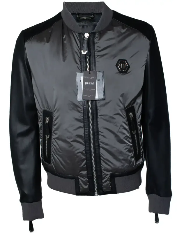 Nylon And Leather Bomber Jacket