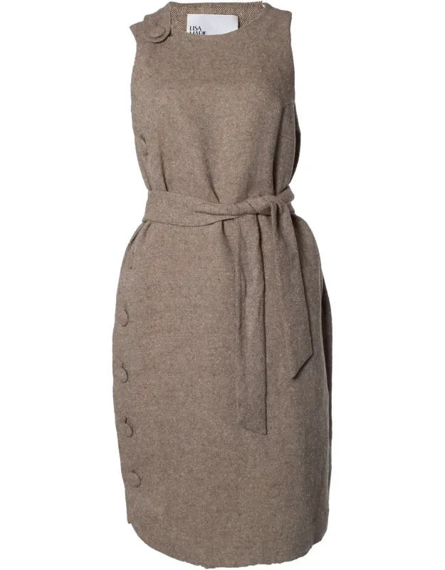Linen Blend Wool Midi Dress