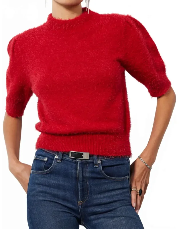 Mock Neck Puff Sleeve Sweater