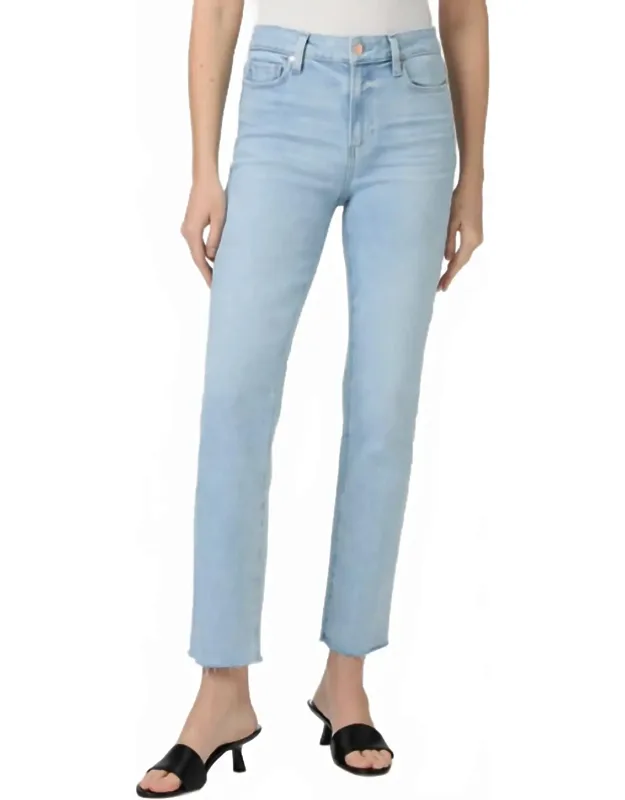 Cindy Straight Jeans With High-rise Design And Raw Hem
