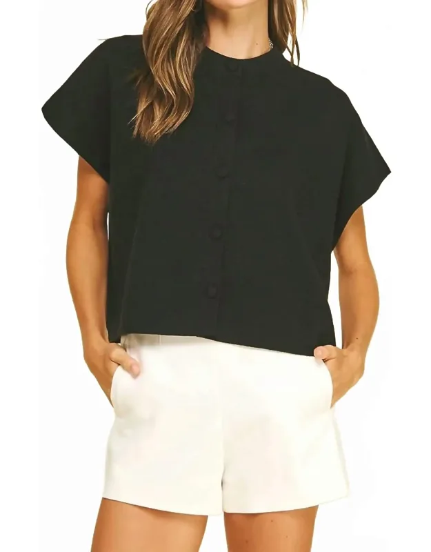 Button Down Cap Sleeve Sweater