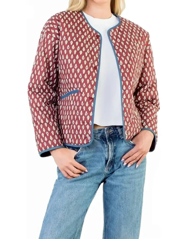 Print Detailed Quilted Jacket