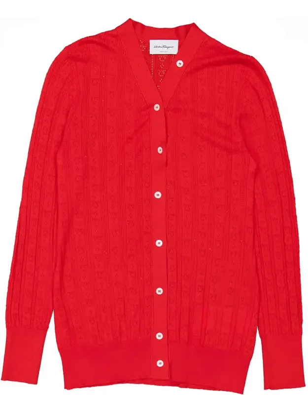 Gancini A-jour Wool Cardigan