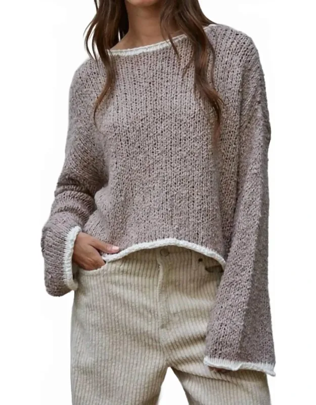 Contrast Hems Knit Pullover Sweater