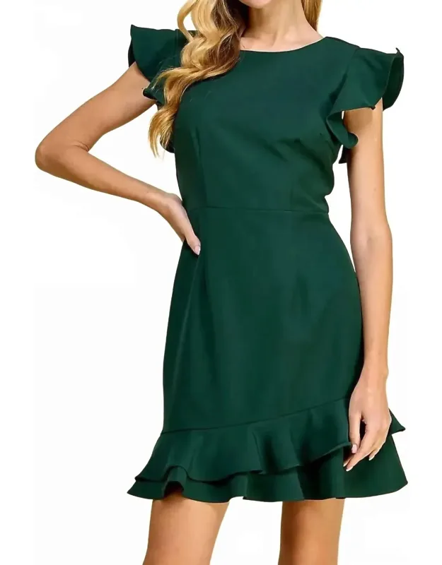 Short Ruffle Sleeve Mini Dress