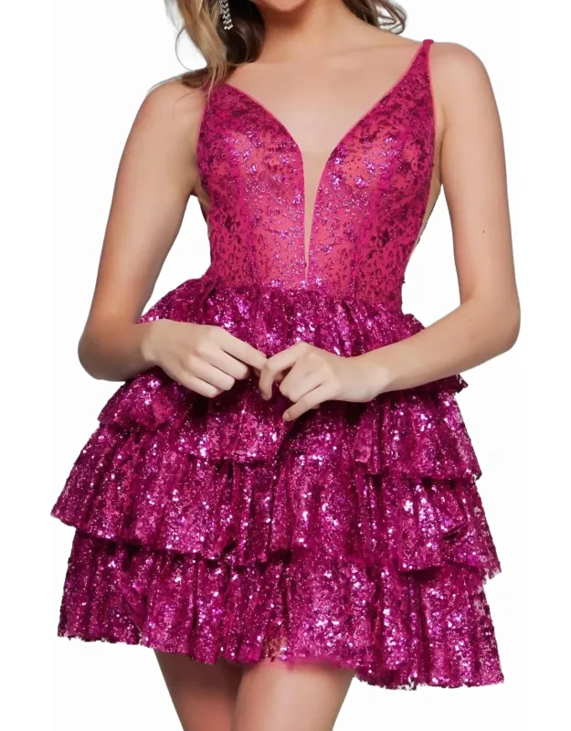 Sequin Ruffled Mini Dress