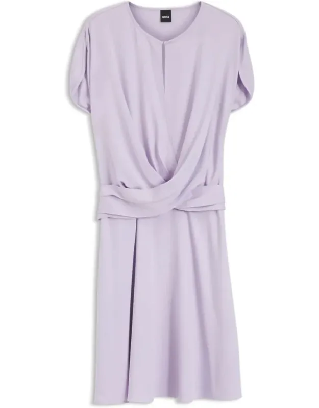 Keyhole-neckline Dress With Wrap Detail