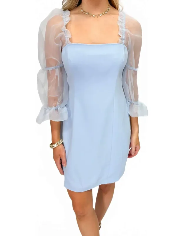 Tia Mini Dress - Sleek Squareneck With Three-quarter Sleeves