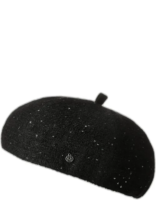 Sequin Tweed Beret Hat
