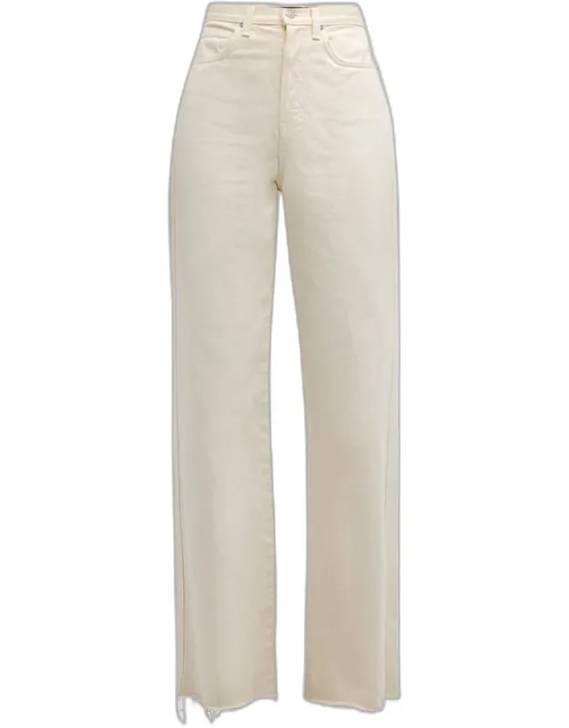 Wide-leg Frayed Jeans