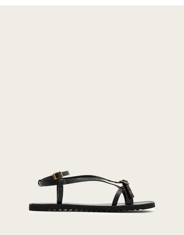 Tyla Eyelet Leather Buckle Sandals