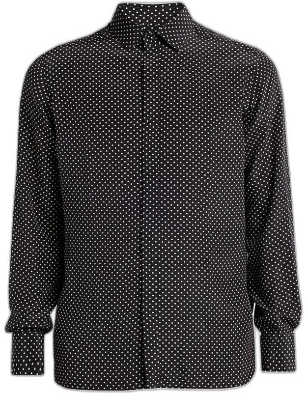Lyocell Polka Dot French Cuff Sport Shirt