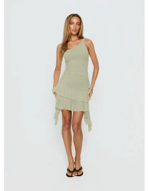 Ruched One Shoulder Mini Dress