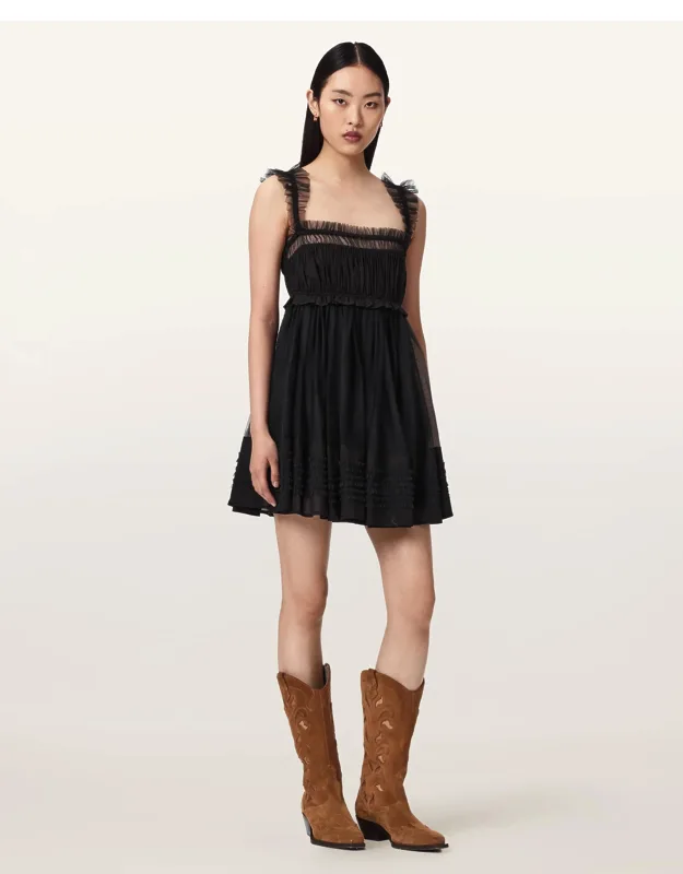 Gathered Frill Mini Dress