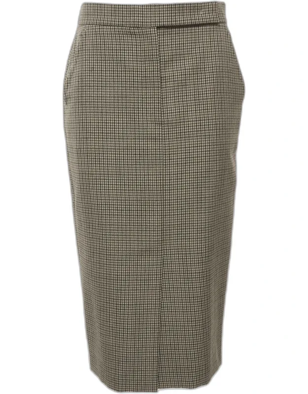 Houndstooth Wool Midi Skirt