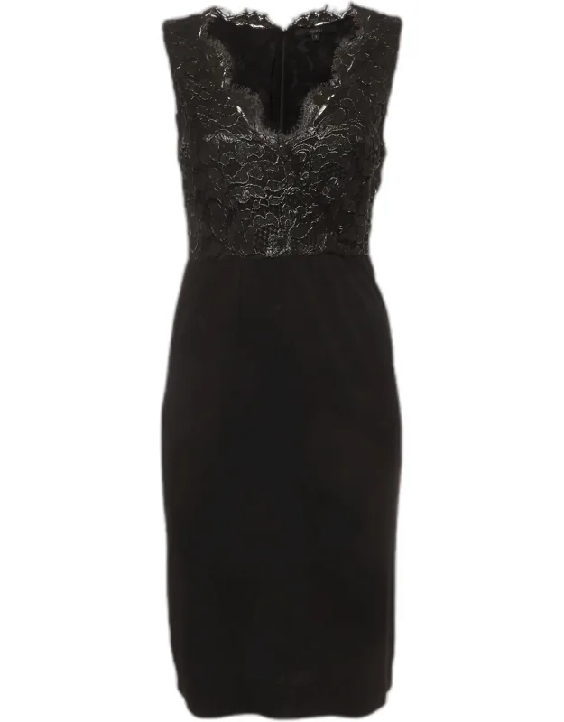 Jersey And Lace Detail Sleeveless Mini Dress
