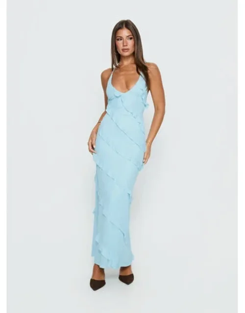 Frill Halter Maxi Dress