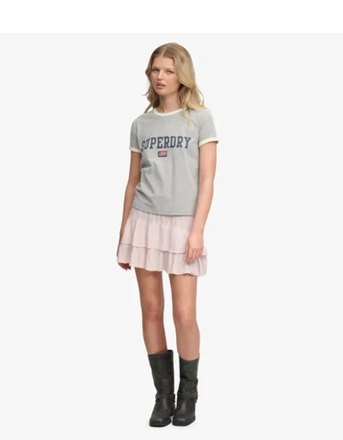 Printed Tiered Mini Skirt