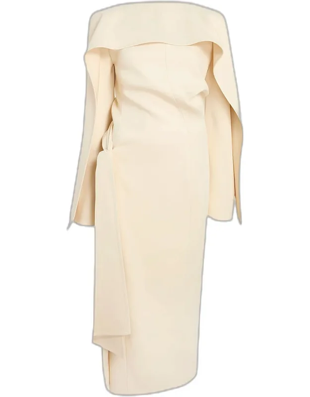 Draped Long-sleeve Maxi Dress