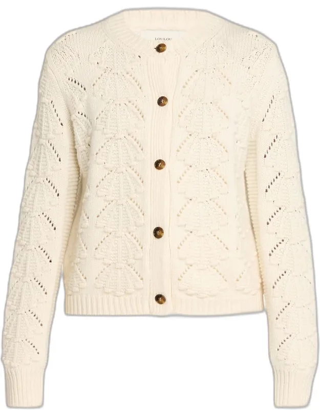 3d Shell Knit Crewneck Cardigan