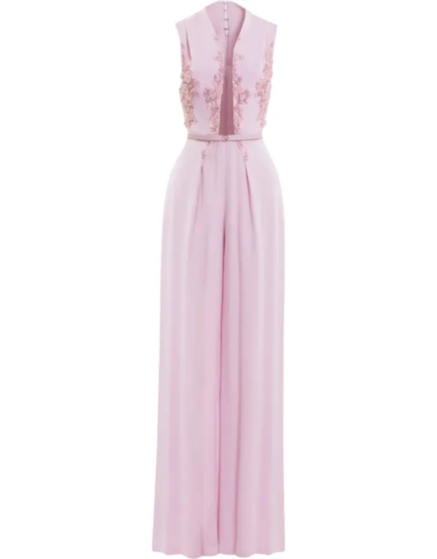 Embellished Crepe Jumpsuit