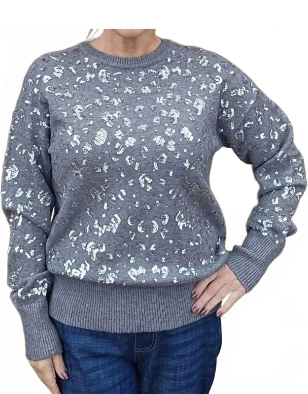 Silver Streak Sequin Sweater