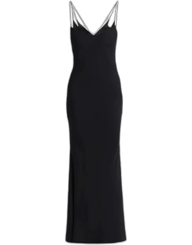 Strappy Satin Back Crepe Maxi Dress