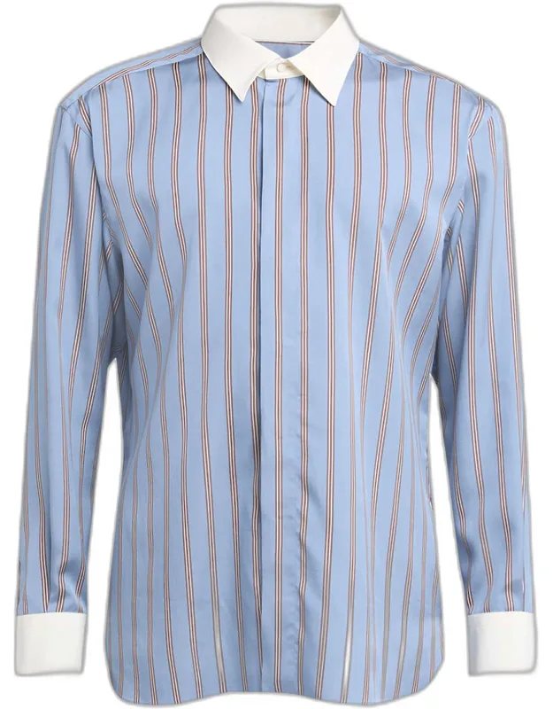 Stripe Silk Contrast-trim Sport Shirt